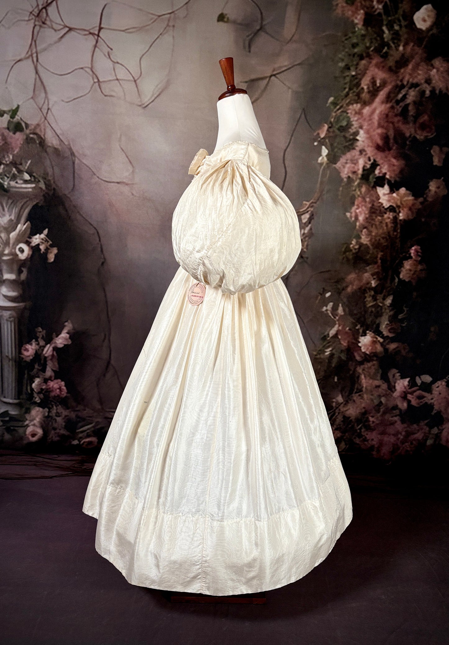 1835 Silk Moire Dress w/Balloon Sleeves "Museum Deaccession"