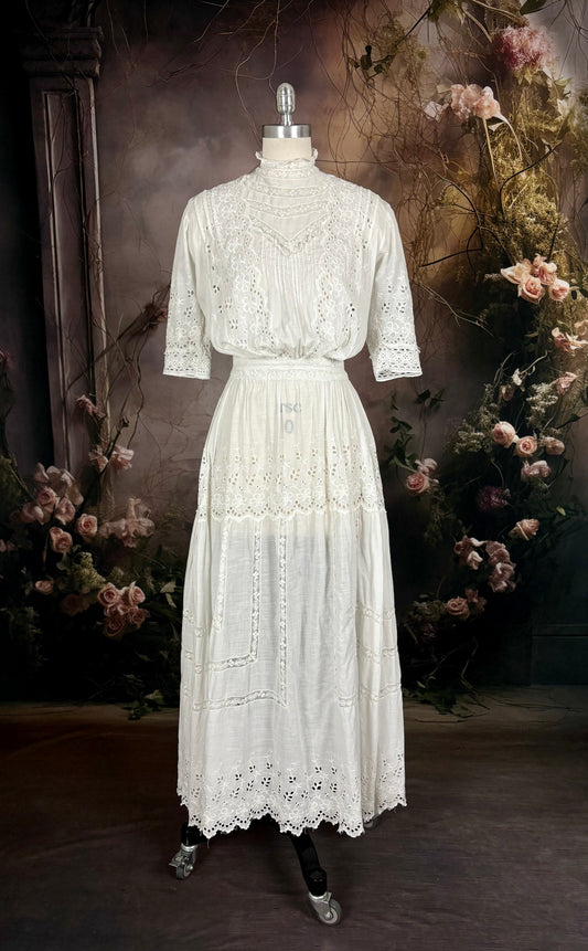 1900s Edwardian Cotton Lawn Dress
